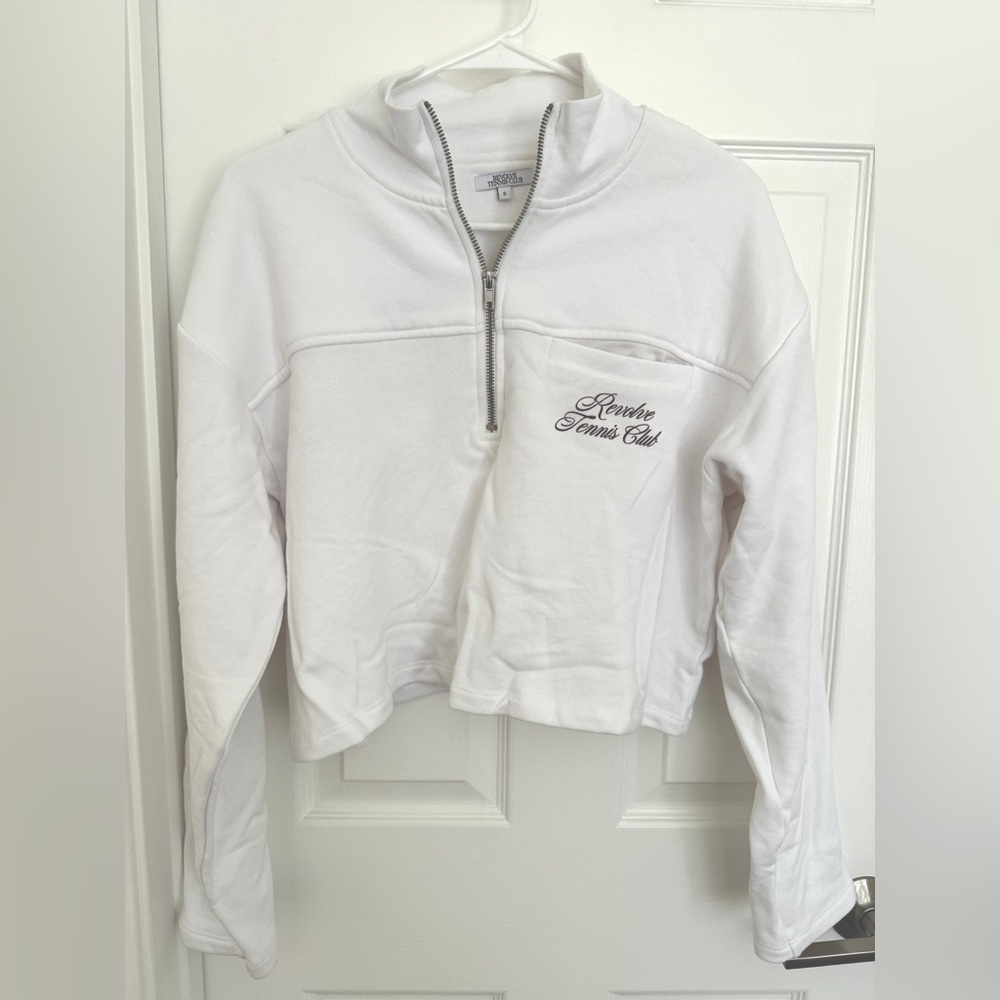 Revolve Tennis Club Half zip up Sweatshirt White Small